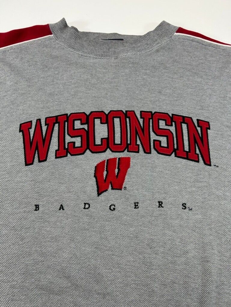 Vintage Wisconsin Badgers NCAA Embroidered Spellout Collegiate Sweatshirt Sz XL