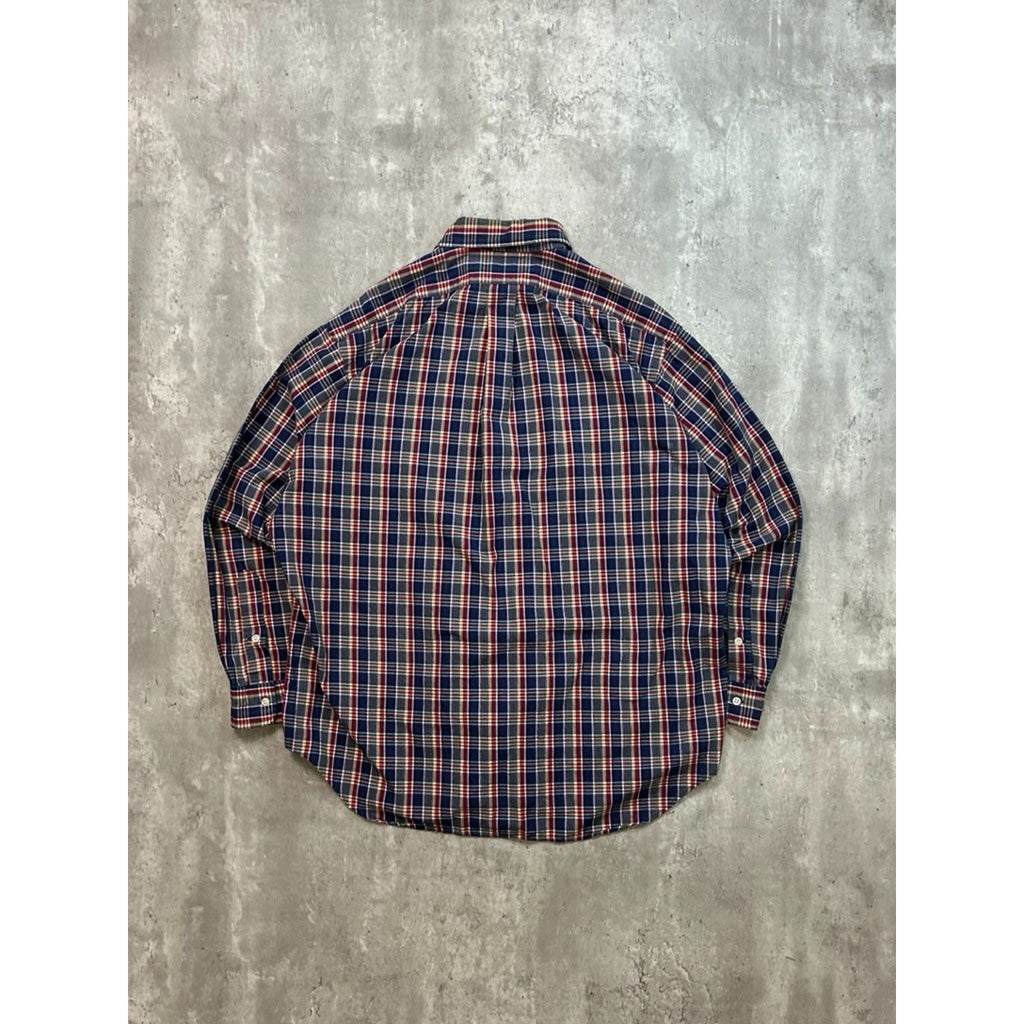 Vintage Polo Ralph Lauren Plaid Print Embroidered Pony Button Up Shirt Sz Large