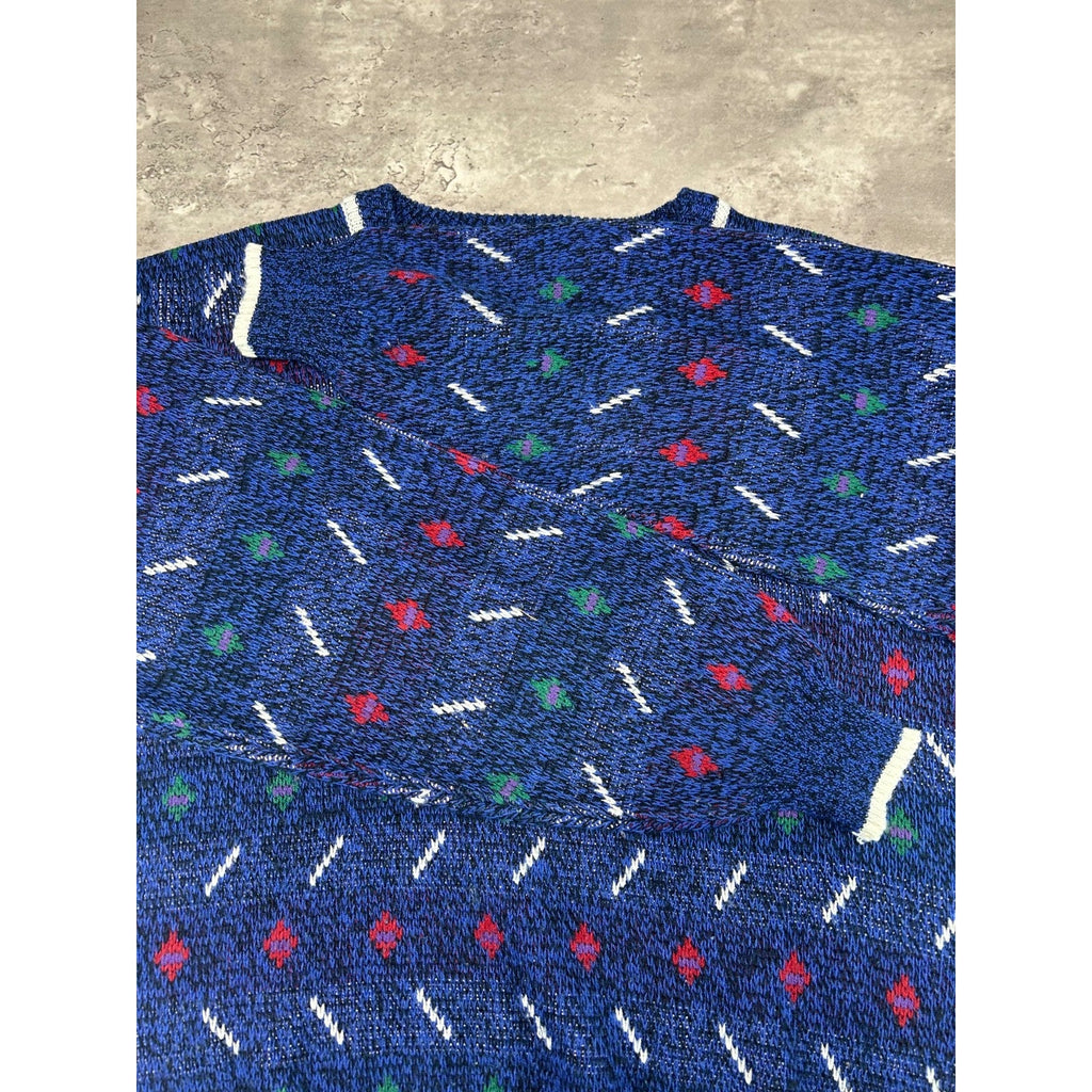 Vintage 90s Van Heusen Abstract Striped Pullover Knit Sweater Size Large Tall