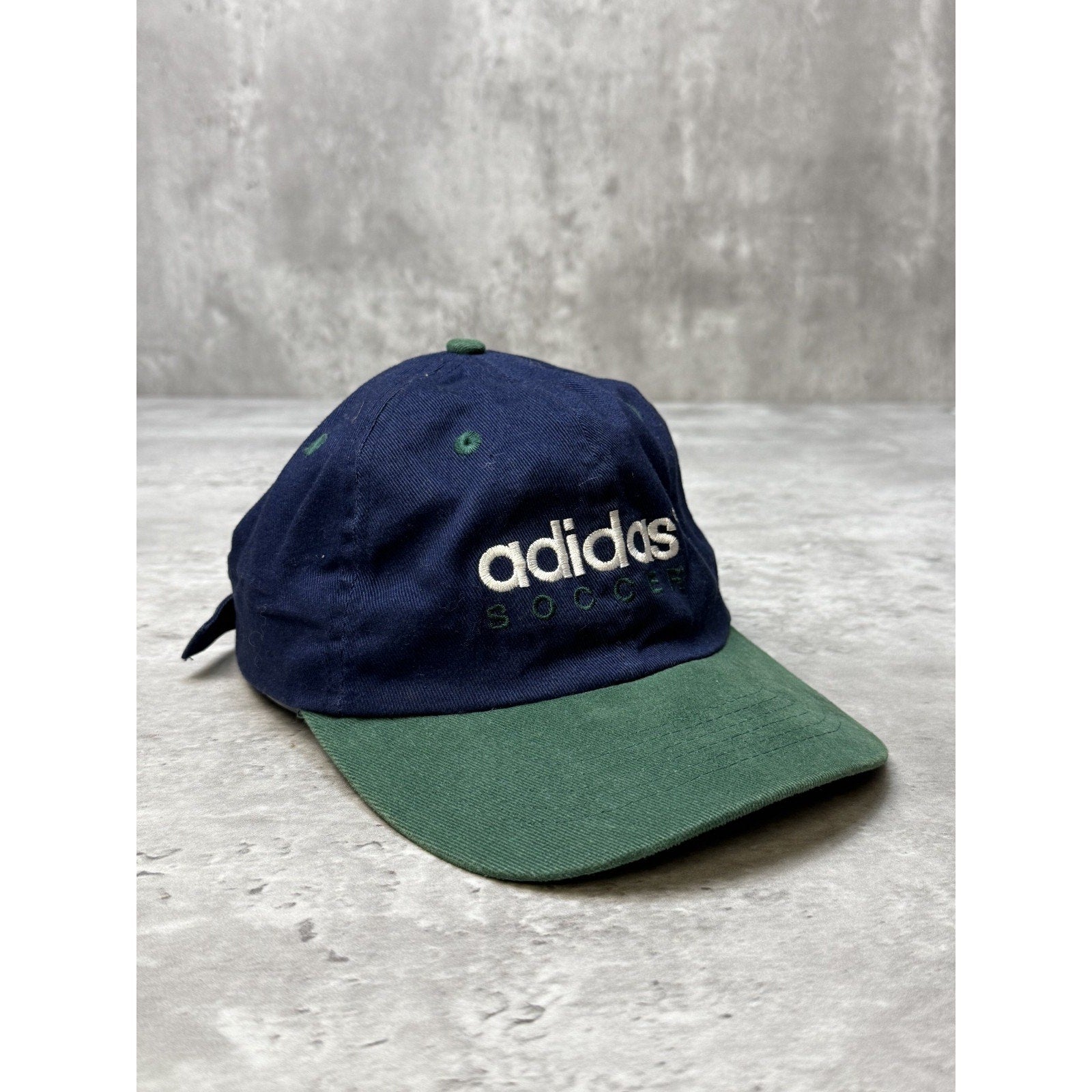 Vintage Adidas Soccer Embroidered Spellout Logo Strapback Hat OSFA