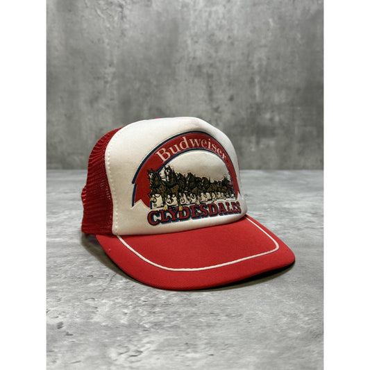 Vintage 80s Budwieser Clydesdales Beer Promo Graphic Trucker Snapback Hat OSFA