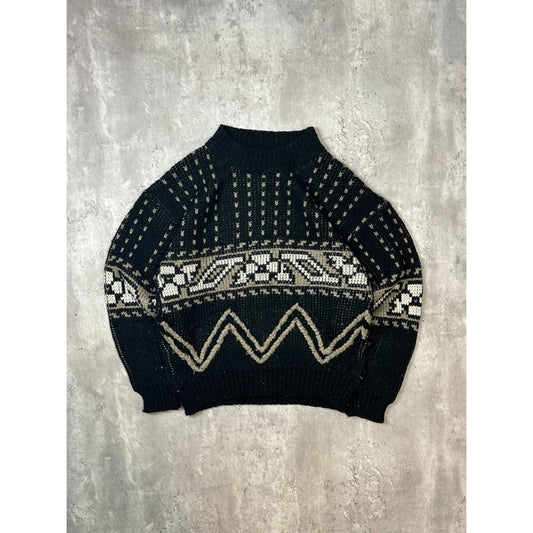 Vintage 90s Abstract Stripe Ribbed Pullover Knit Sweater Size Large