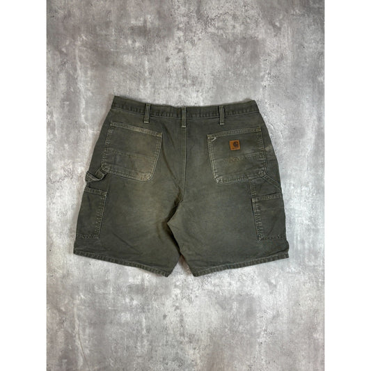 Vintage Carhartt Canvas Workwear Carpenter Shorts Size 38 Green
