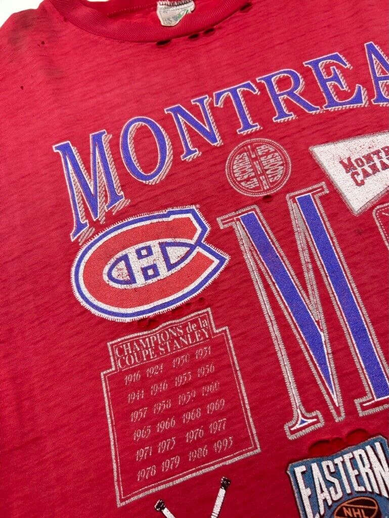 Vintage 1993 Montreal Canadiens NHL Graphic Distressed T-Shirt Size Medium 90s