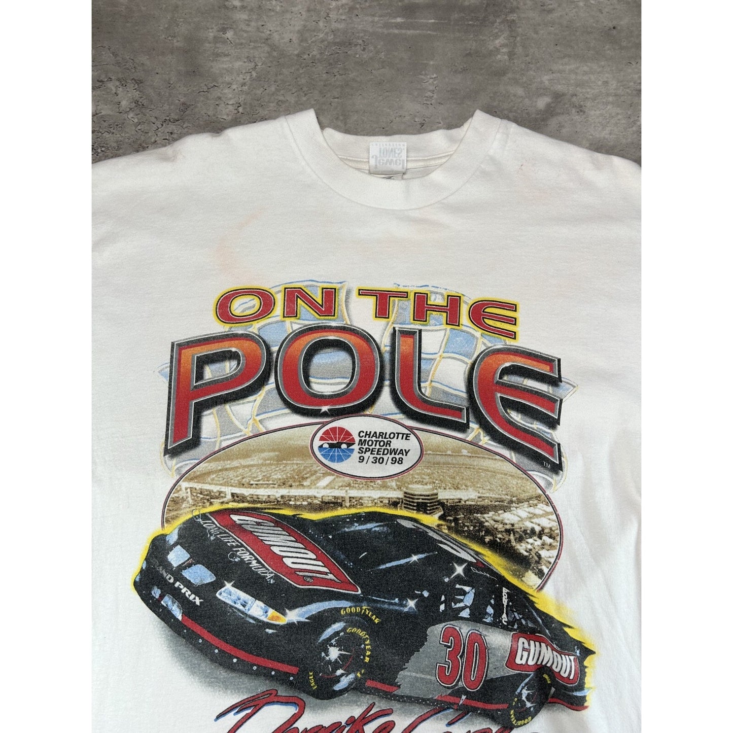 Vintage 1998 Derrike Cope #30 Nascar On The Pole Graphic T-Shirt Size XL White