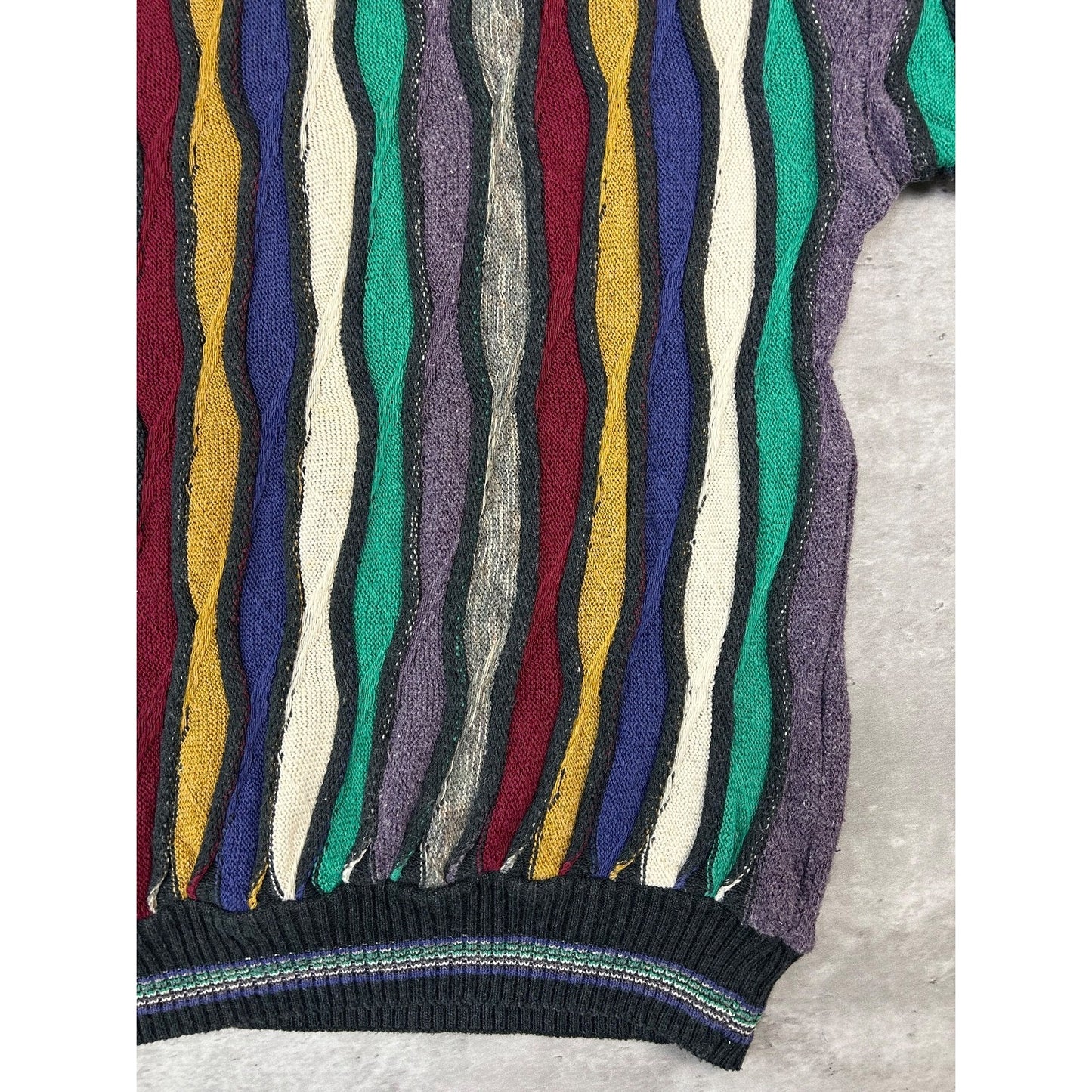 Vintage 90s Alfani 3D Striped Print Pullover Knit Sweater Size XL