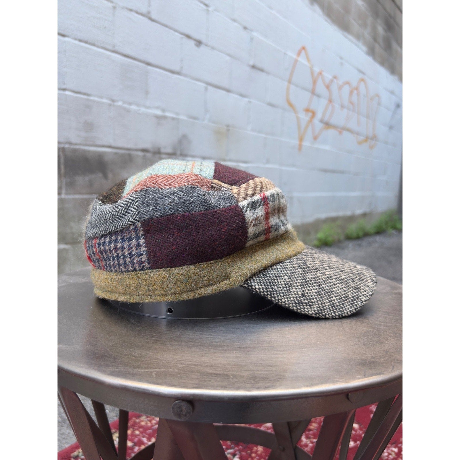 Vintage 80s/90s Patchwork Pure New Wool Paperboy Hat OSFA