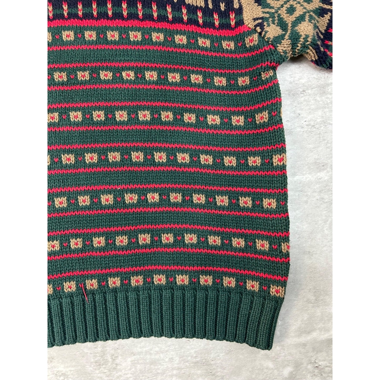 Vintage Eddie Bauer Snowflake Striped Print Pullover Knit Sweater Size Large