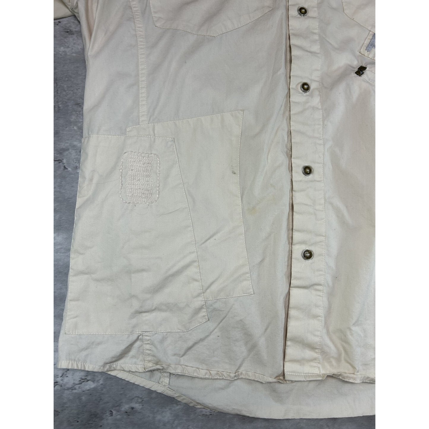 Vintage Y2K Pelle Pelle Spellout Long Sleeve Button Up Shirt Size XL Beige