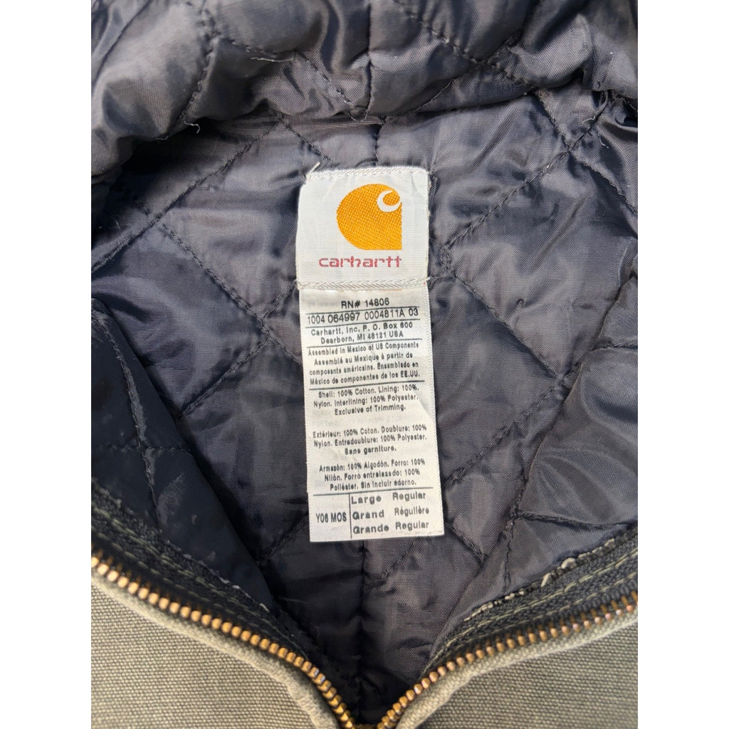 Vintage Carhartt Quilted Lined Canvas Hooded Active Jacket Size Large YOUTH