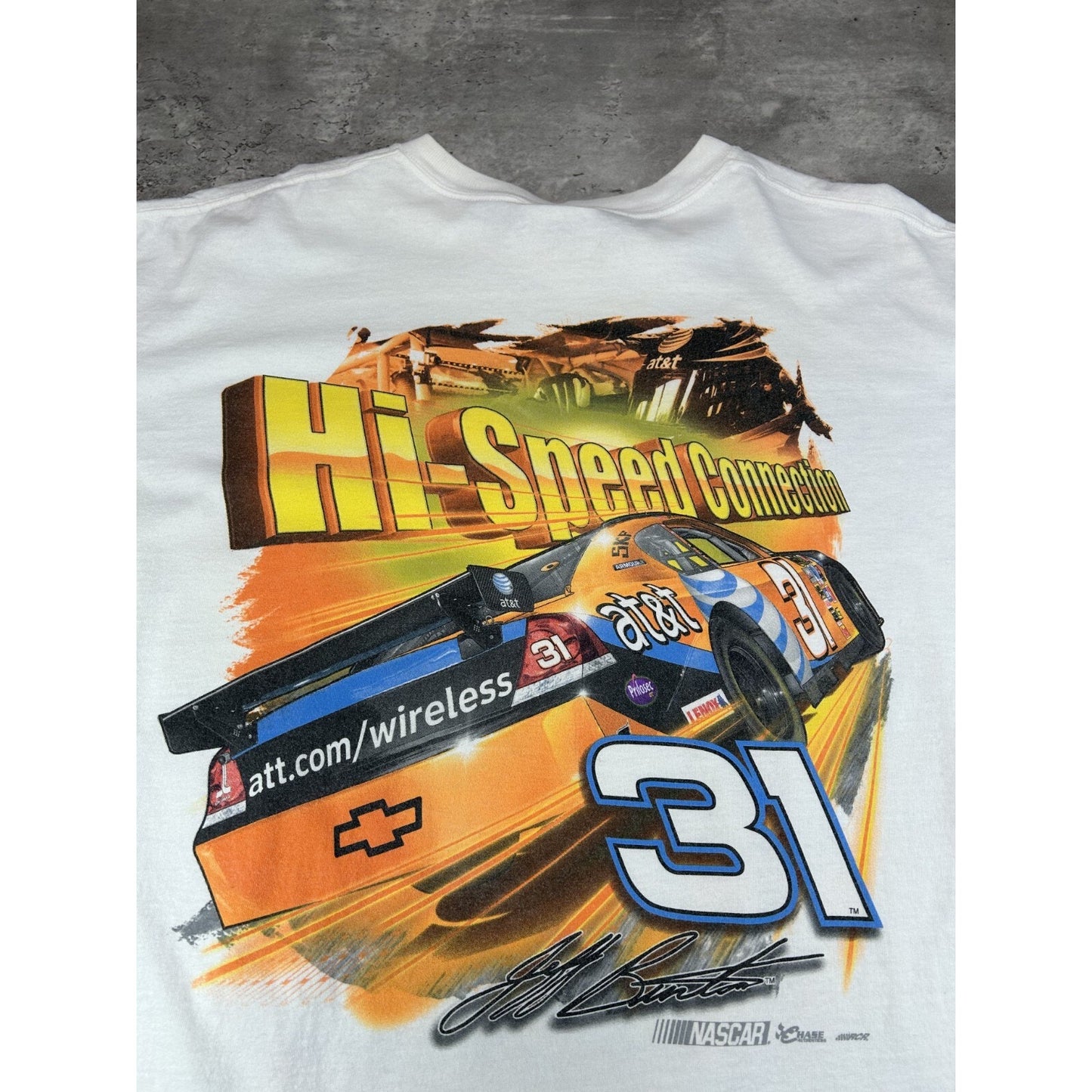 Vintage Jeff Burton #31 Nascar Big Graphic AT&T T-Shirt Size XL White