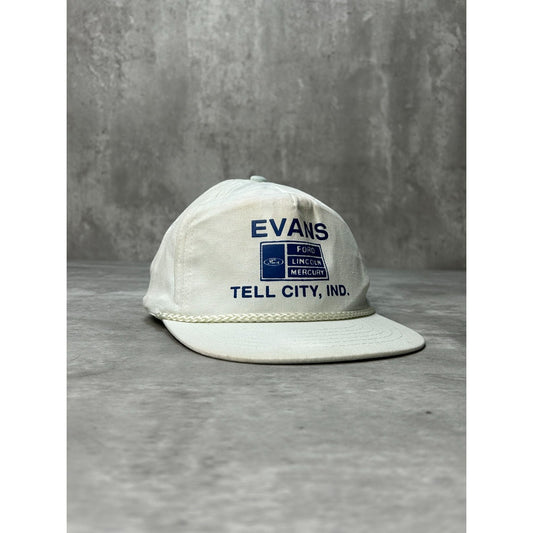Vintage 80s Evans Tell City Ford Dealership Destination Snapback Hat OSFA