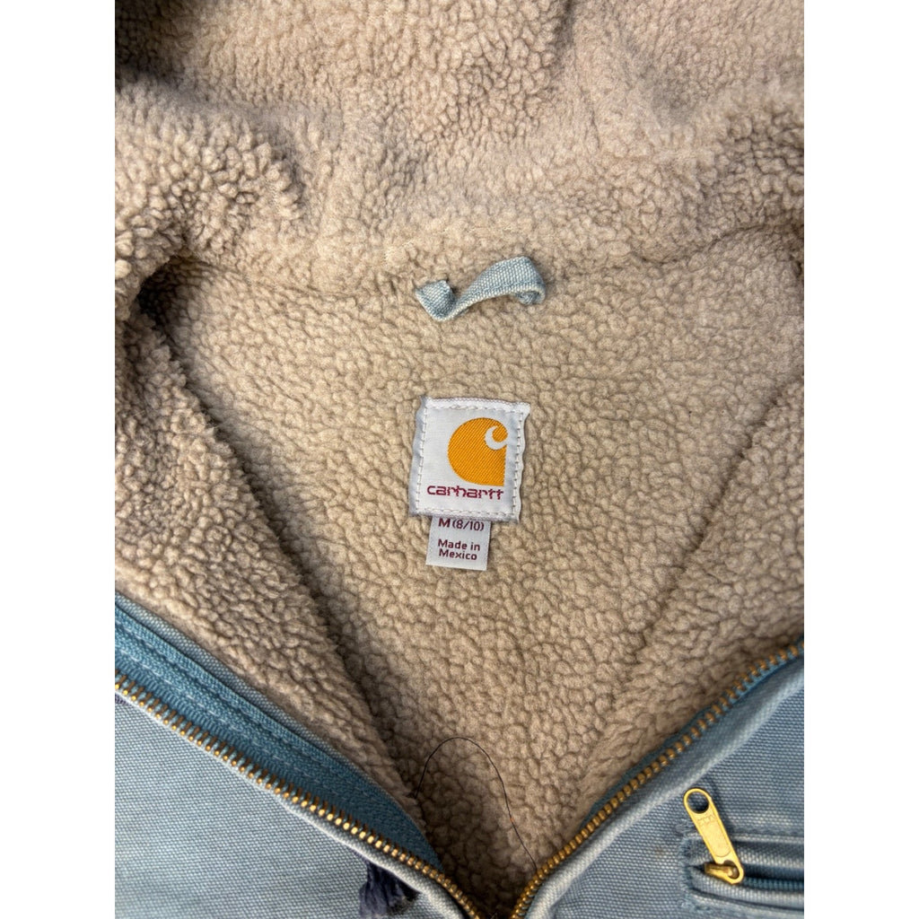 Vintage Womens Carhartt Sherpa Lined Full Zip Hooded Detroit Jacket Size Medium