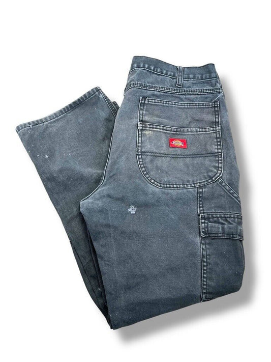 Vintage Dickies Distressed Canvas Workwear Carpenter Pants Size 35W Black