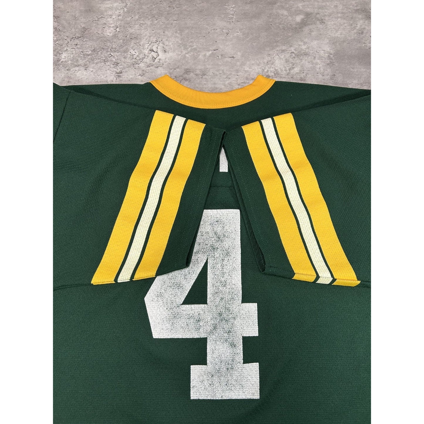Vintage 90s Brett Favre #4 Green Bay Packers NFL Logo 7 Jersey Size Large Green