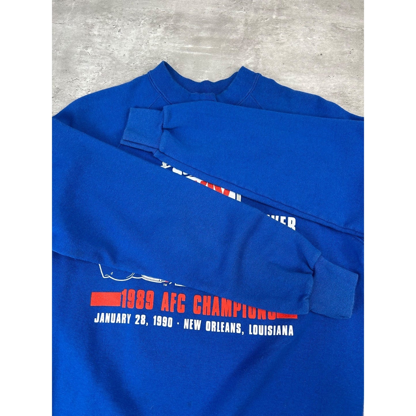 Vintage 1989 Denver Broncos NFL AFC Champs Graphic Football Sweatshirt Sz Medium