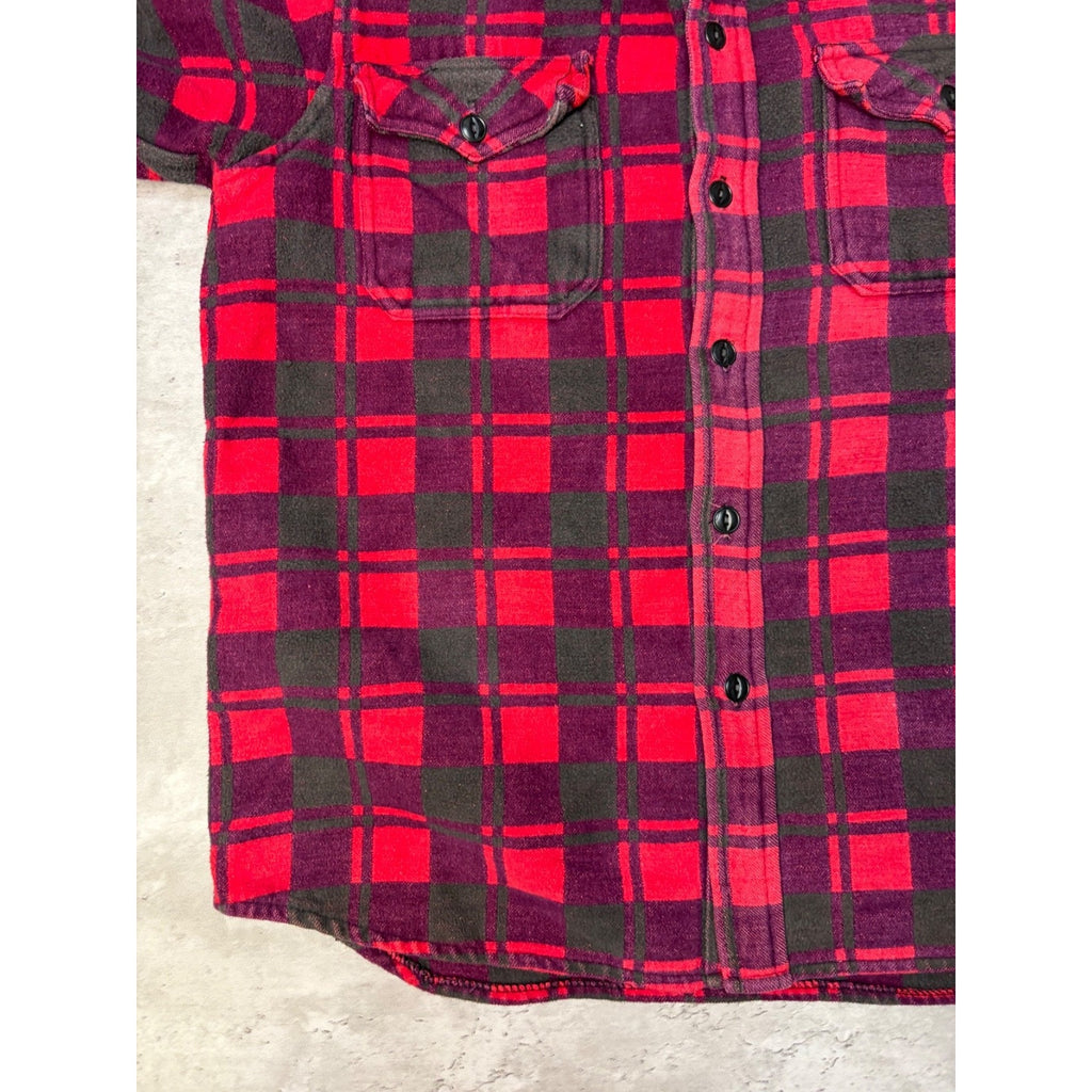Vintage 1970s Champion Plaid Print Long Sleeve Button Up Shirt Size Large