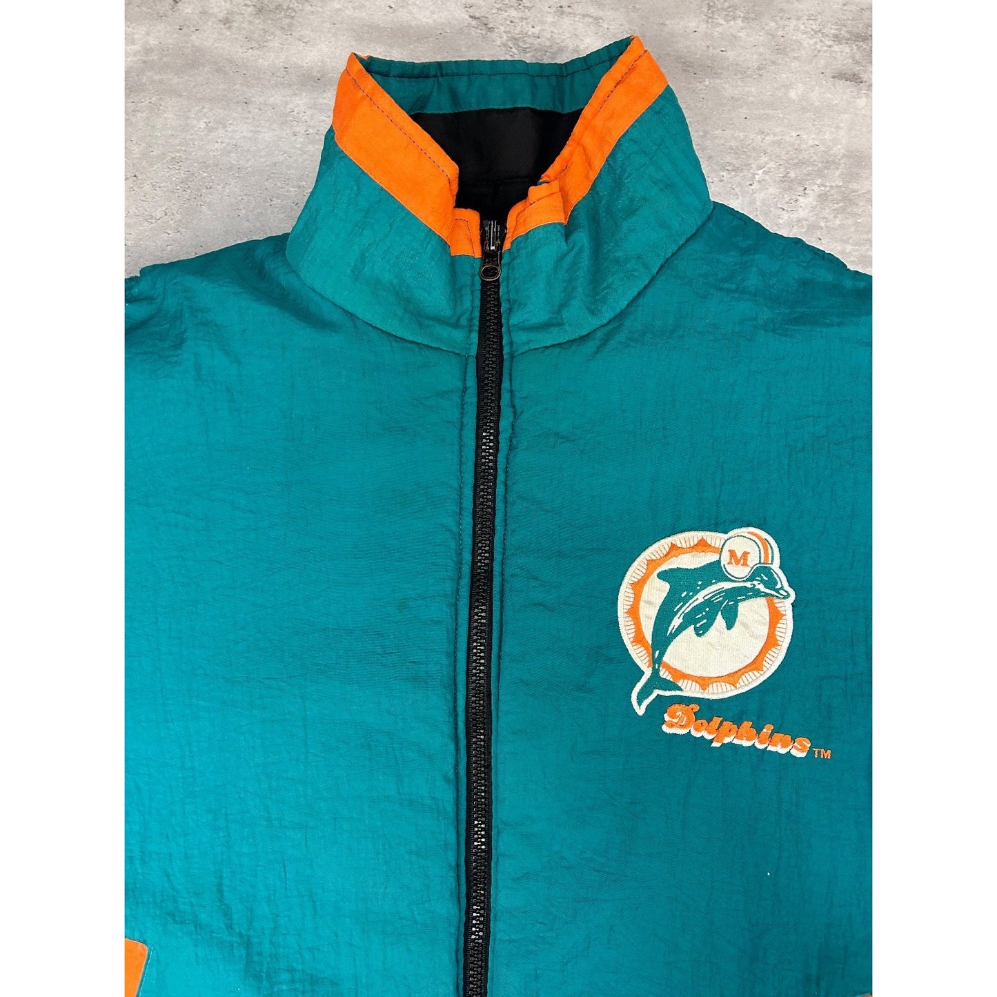 Vintage 90s Miami Dolphins NFL Reversible Insualted Full Zip Jacket Size 2XL