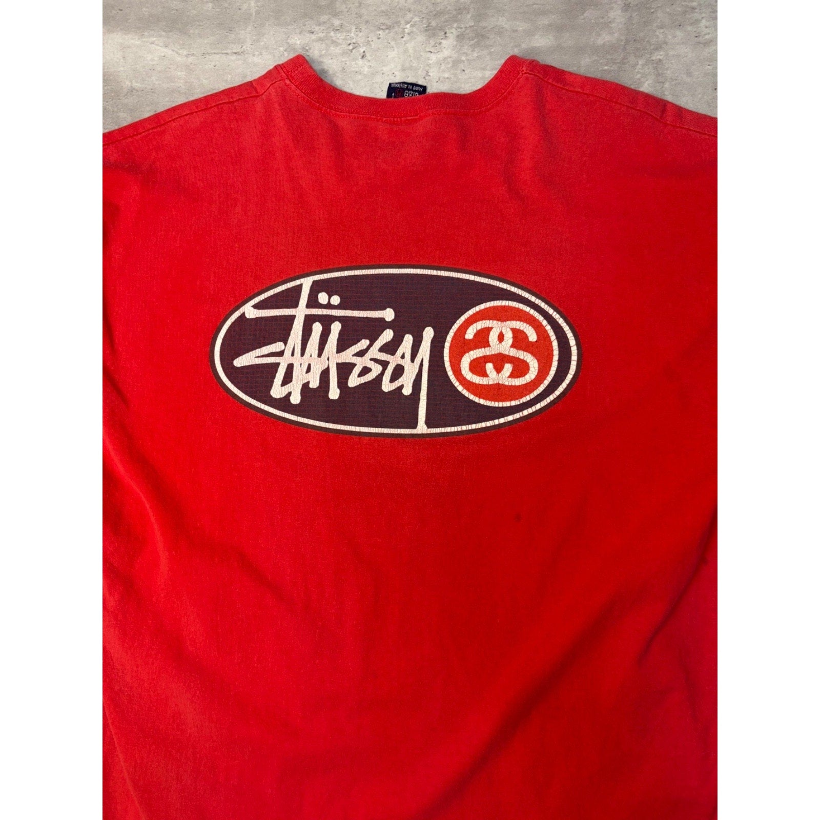 Vintage 90s Stussy Oval Logo Graphic T-Shirt Size Medium