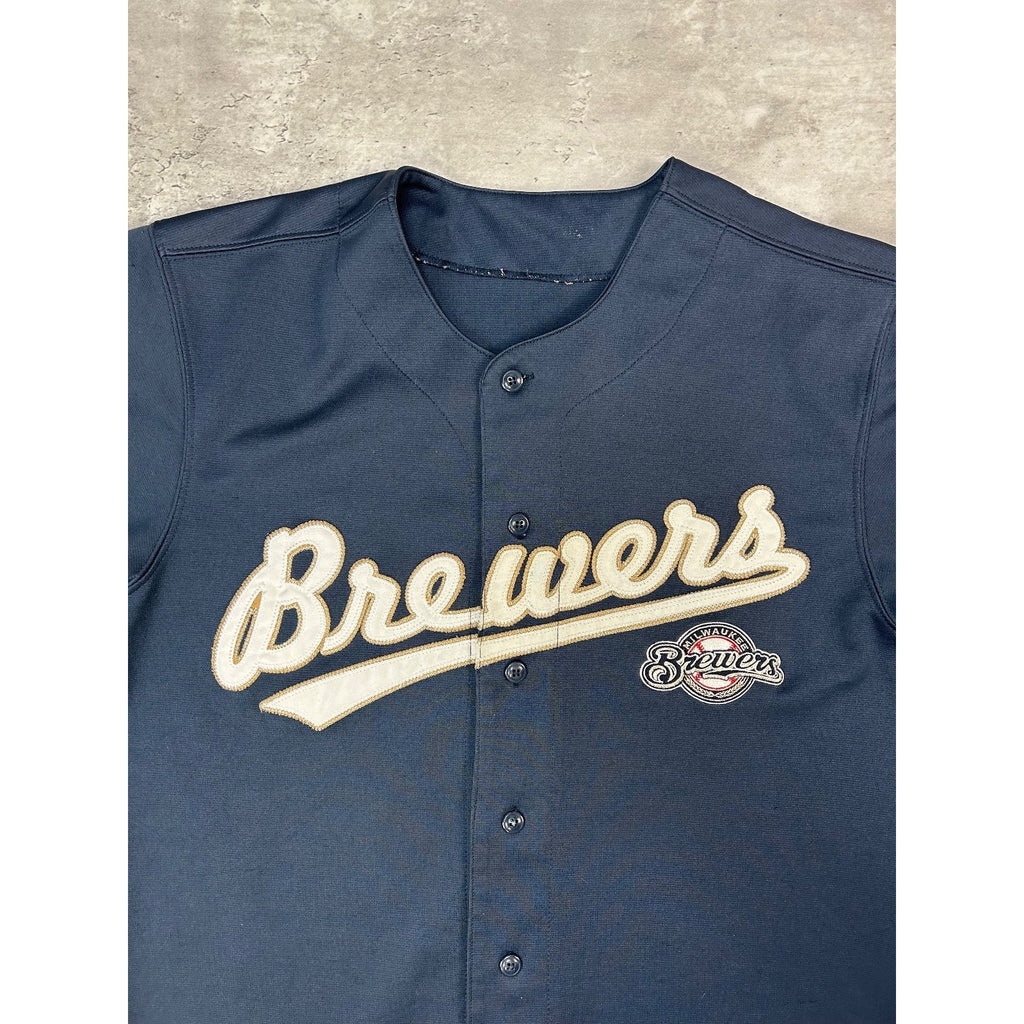 Vintage Milwaukee Brewers MLB Stitched Baseball Jersey Size Large