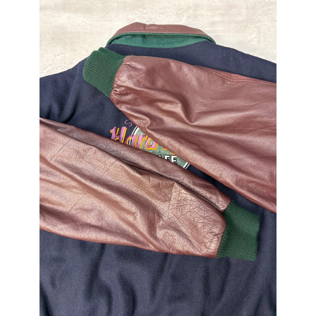 Vintage 90s Hard Rock Cafe Niagara Falls Varsity Style Bomber Jacket Size XL