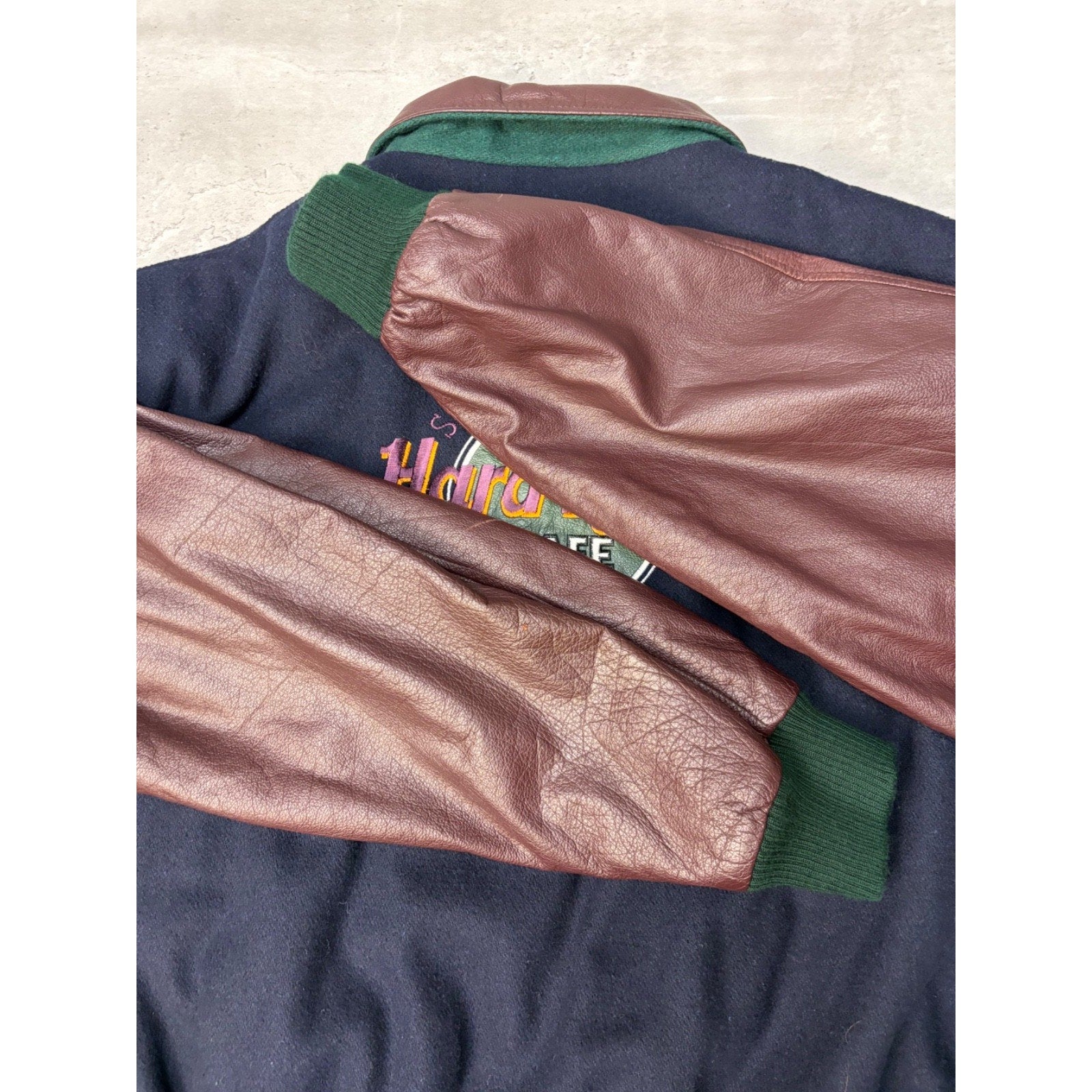 Vintage 90s Hard Rock Cafe Niagara Falls Varsity Style Bomber Jacket Size XL