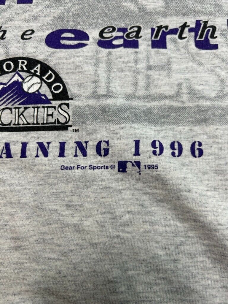 Vintage 1995 Colorado Rockies MLB Luckiest Fan On Earth Graphic T-Shirt Sz Large