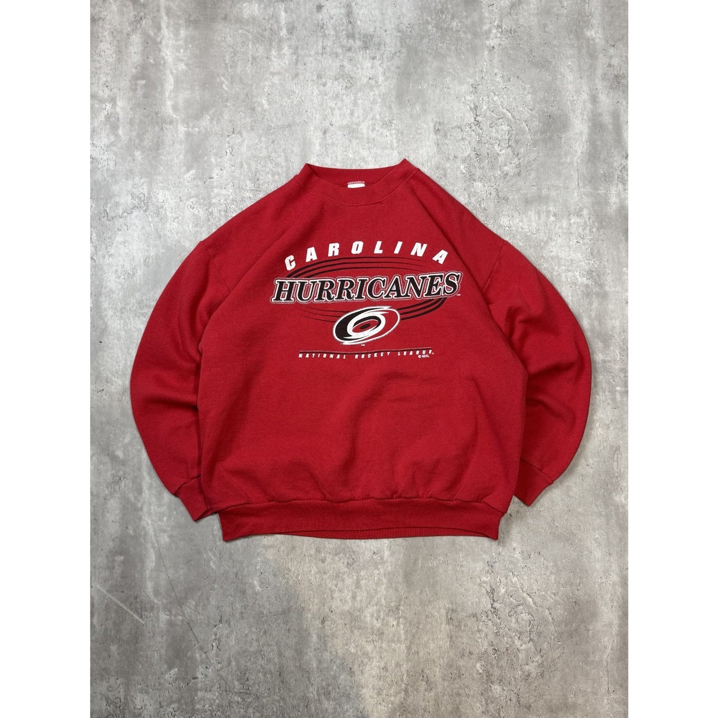Vintage Carolina Hurricanes NHL Graphic Spellout Hockey Sweatshirt Size Large