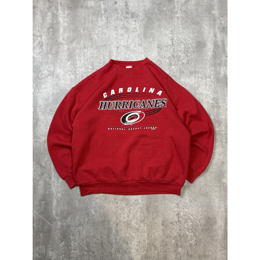 Vintage Carolina Hurricanes NHL Graphic Spellout Hockey Sweatshirt Size Large
