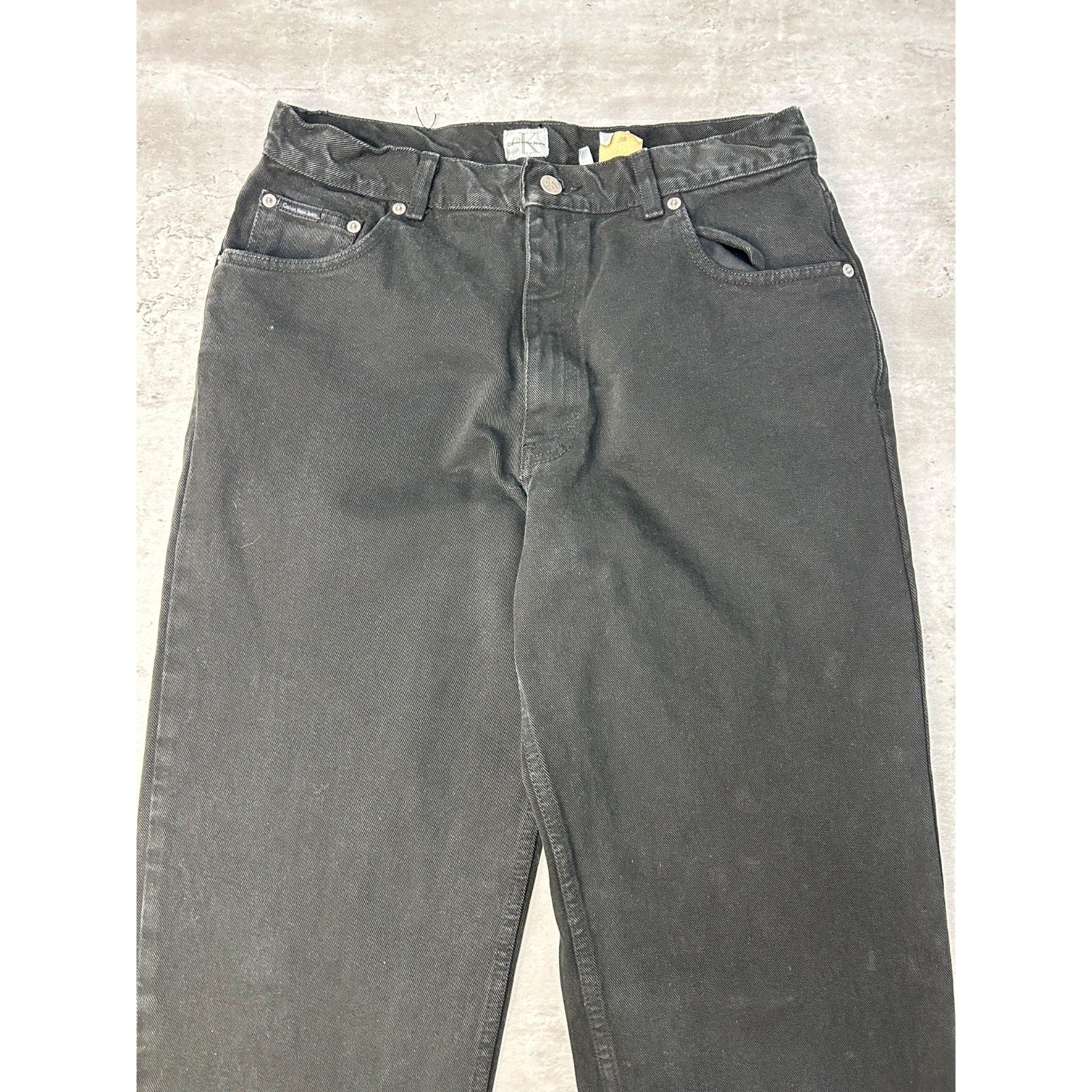 Vintage 90s Calvin Klein Tapered Leg Black Denim Pants Size 32