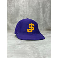 Vintage 80s SJ Graphic Two Tone Trucker Yellow/Purple Snapback Hat OSFA