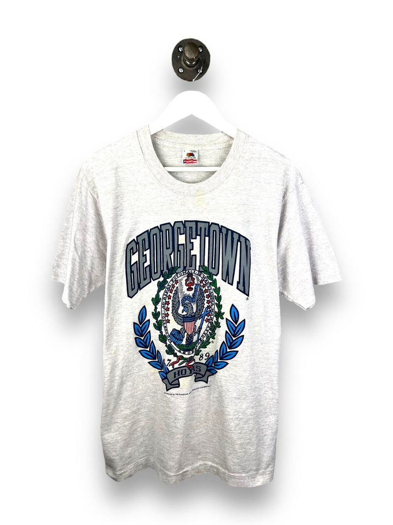 Vintage 90s Georgetown Hoyas Crest Collegiate University T-Shirt Size Large