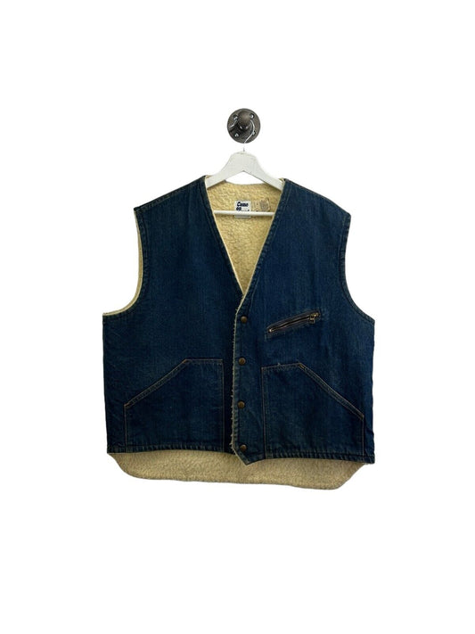 Vintage 70s/80s Come On Strong Fleece Lined Western Denim Jacket Size XL Blue