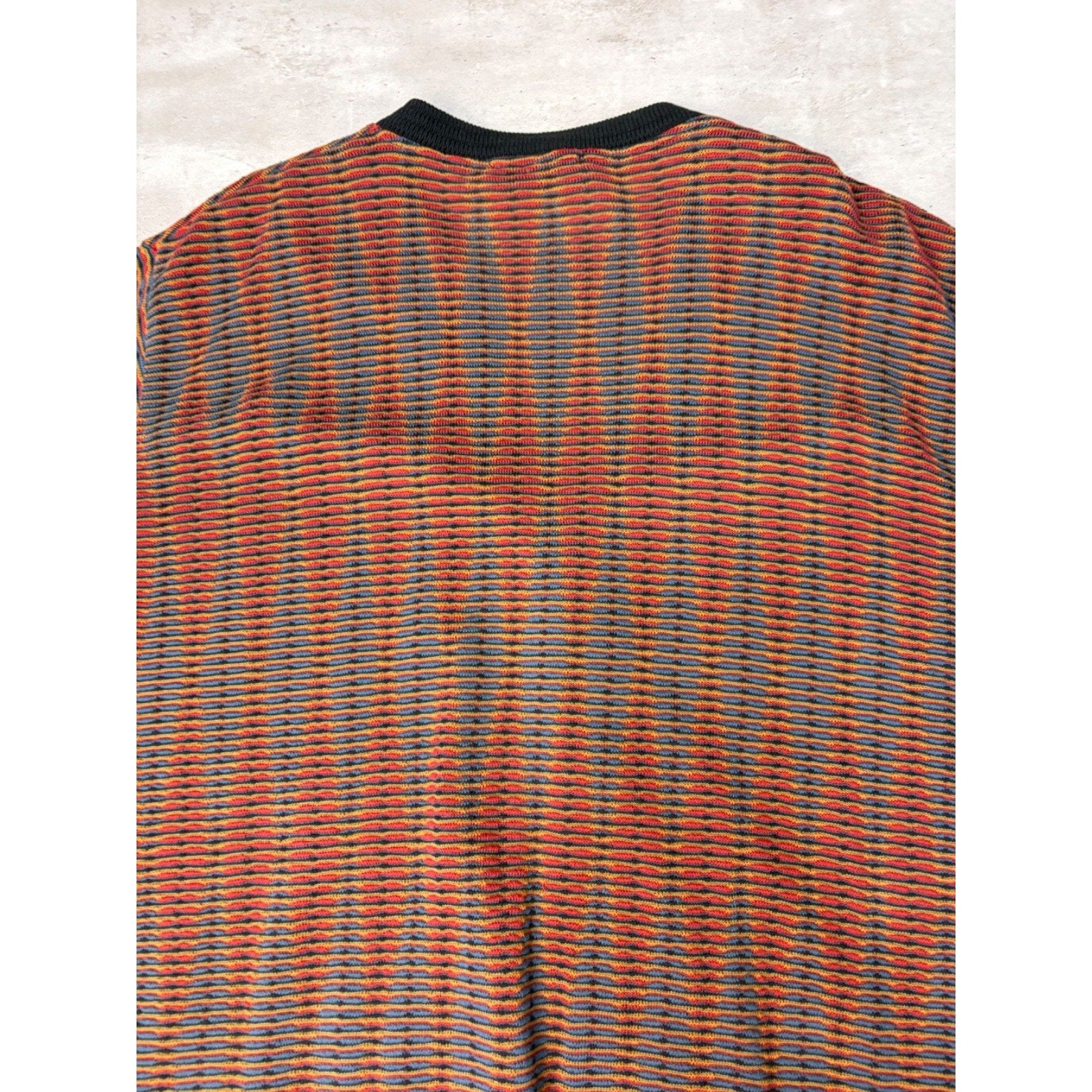 Vintage 90s Tosani Ripple Stripe Print Knit Cardigan Sweater Size Large