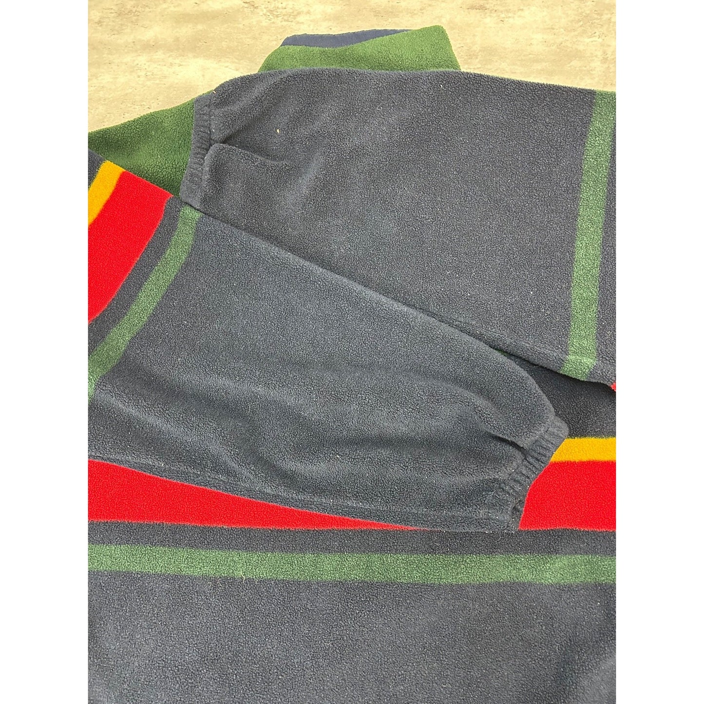 Vintage Trader Bay Striped 3/4 Zip Fleece Sweatshirt Size Large