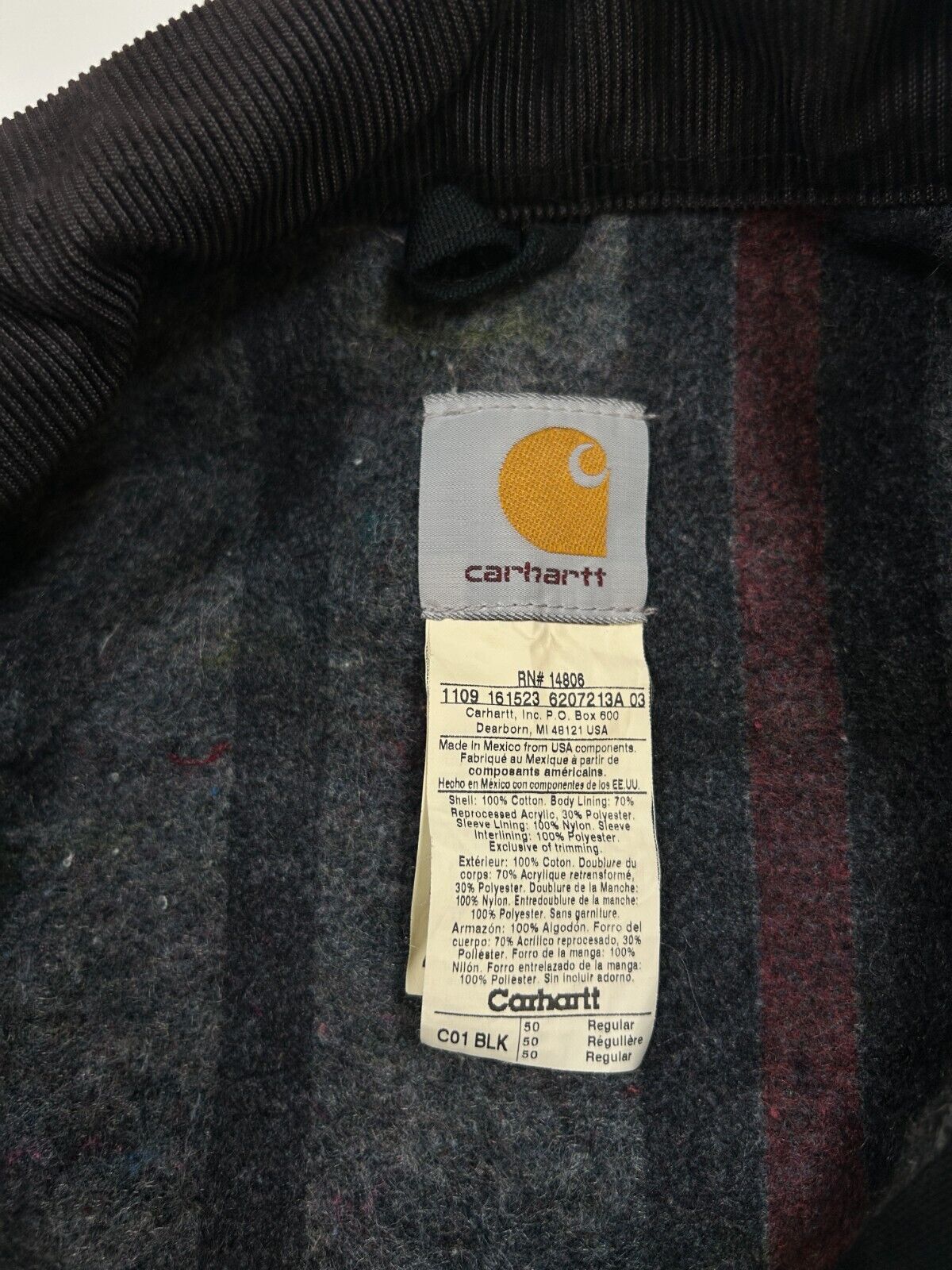 Vintage 90s Carhartt Blanket Lined Canvas Chore Barn Coat Jacket Sz 50 2XL C01