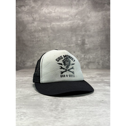Vintage Gas Monkey Graphic Logo Spellout Trucker Snapback Hat OSFA Black/White