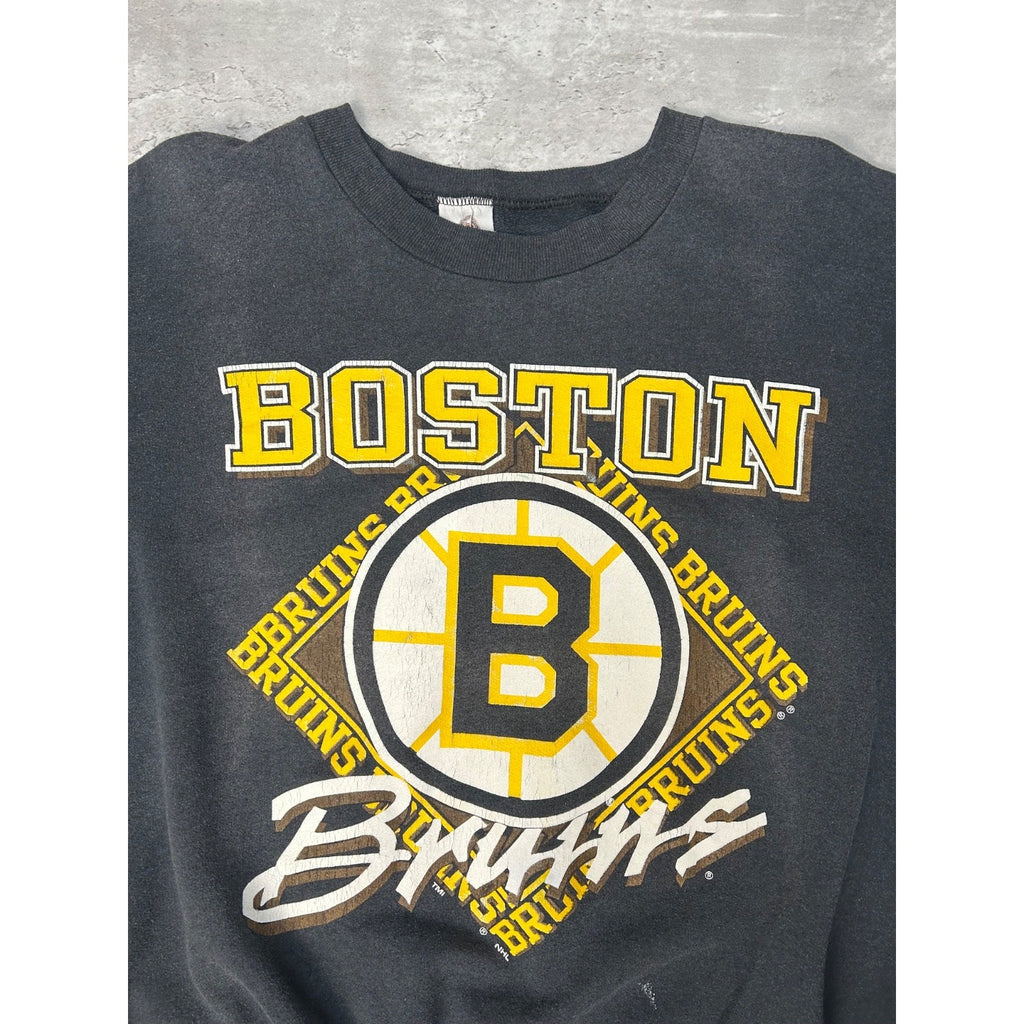 Vintage 90s Boston Bruins NHL Big Graphic Hockey Sweatshirt Size XL