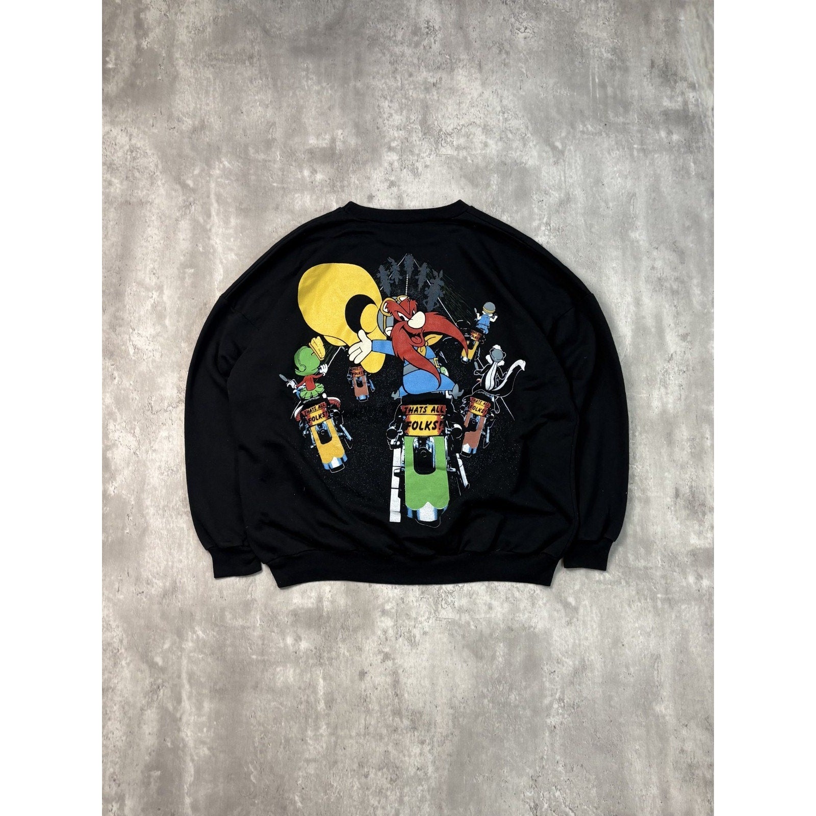 Vintage 1994 Looney Tunes Motorcycle Cartoon Character Graphic Sweatshirt Sz XL