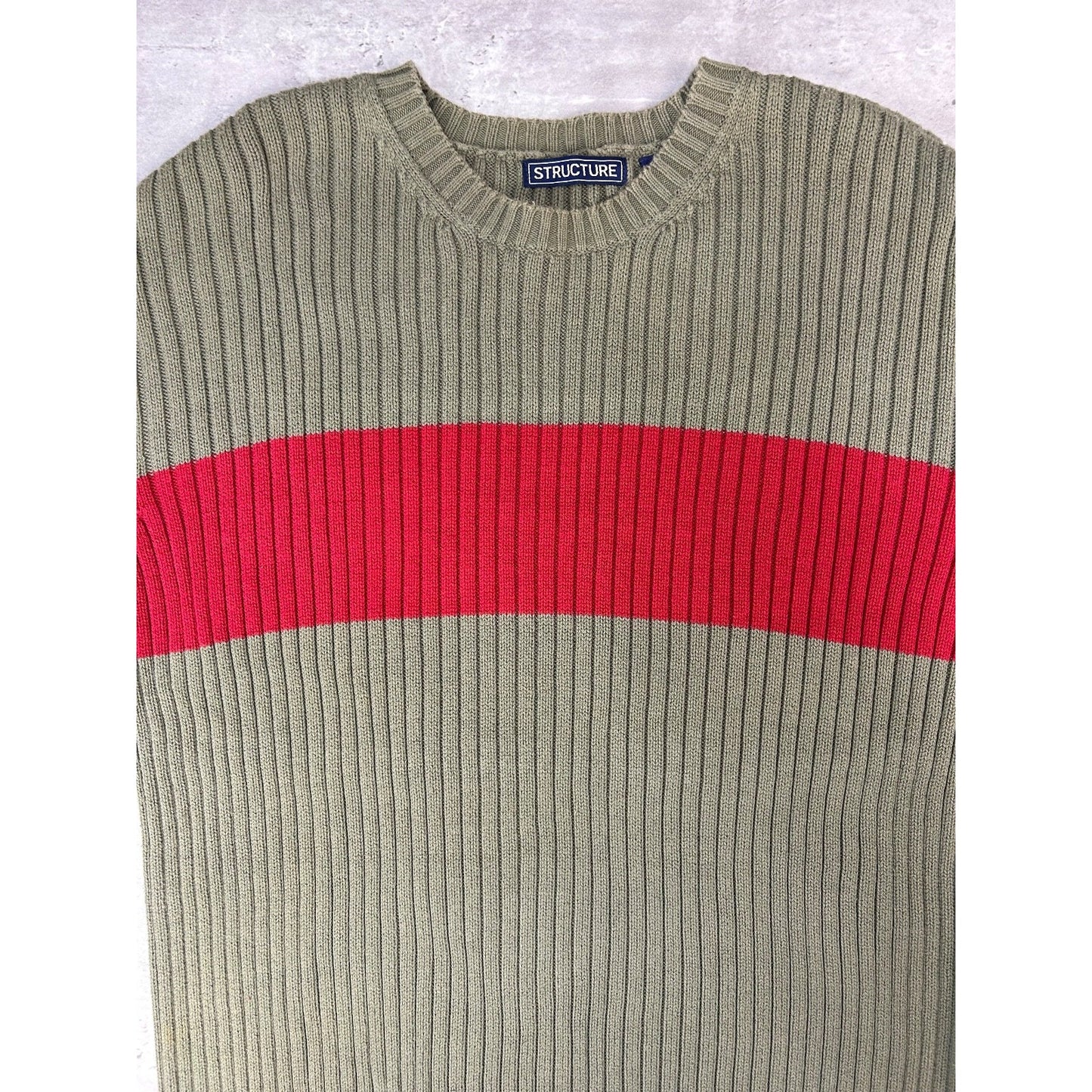 Vintage Structure Two Toned Striped Pullover Knit Sweater Size XL