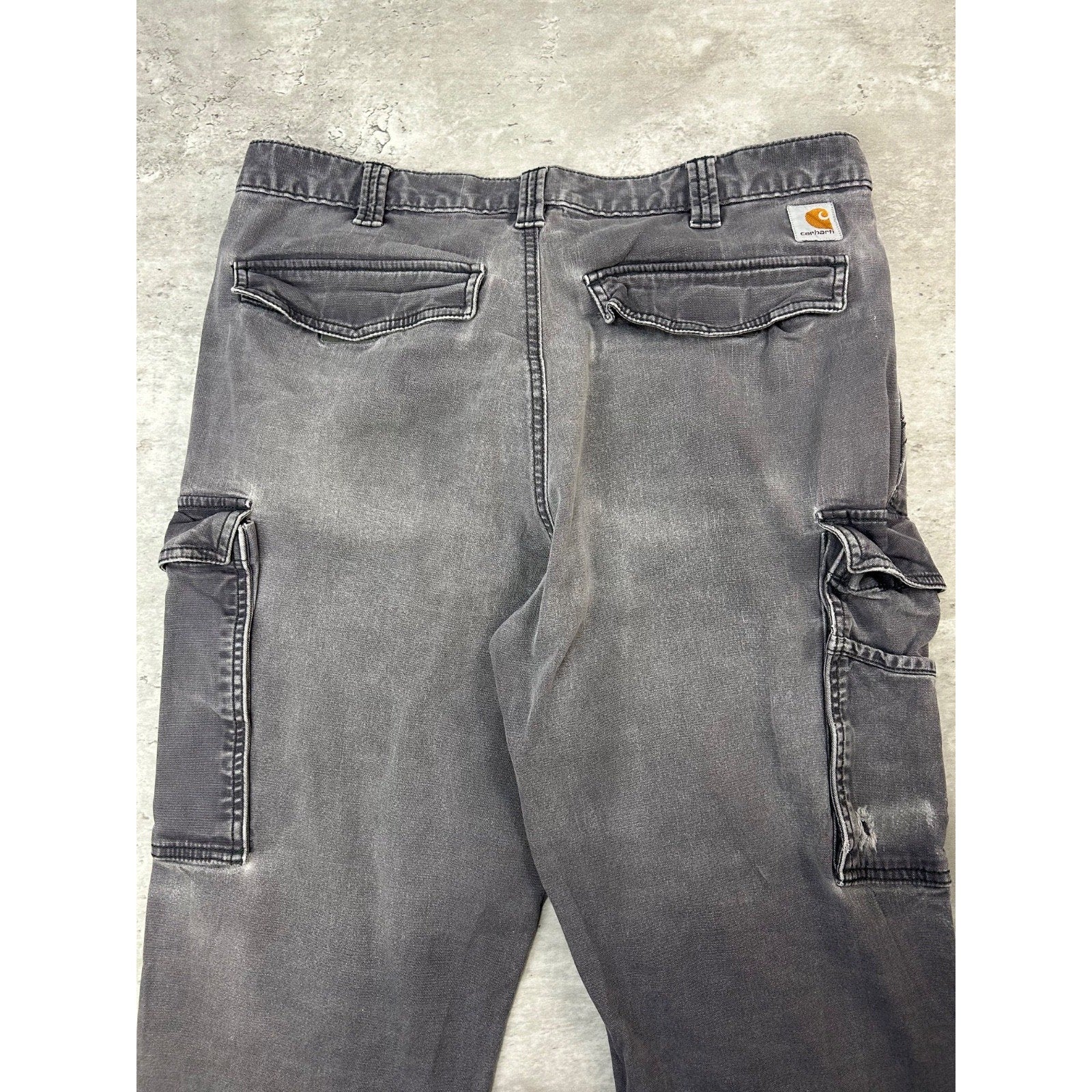 Carhartt Relaxed Fit Canvas Workwear Gray Cargo Pants Size 35