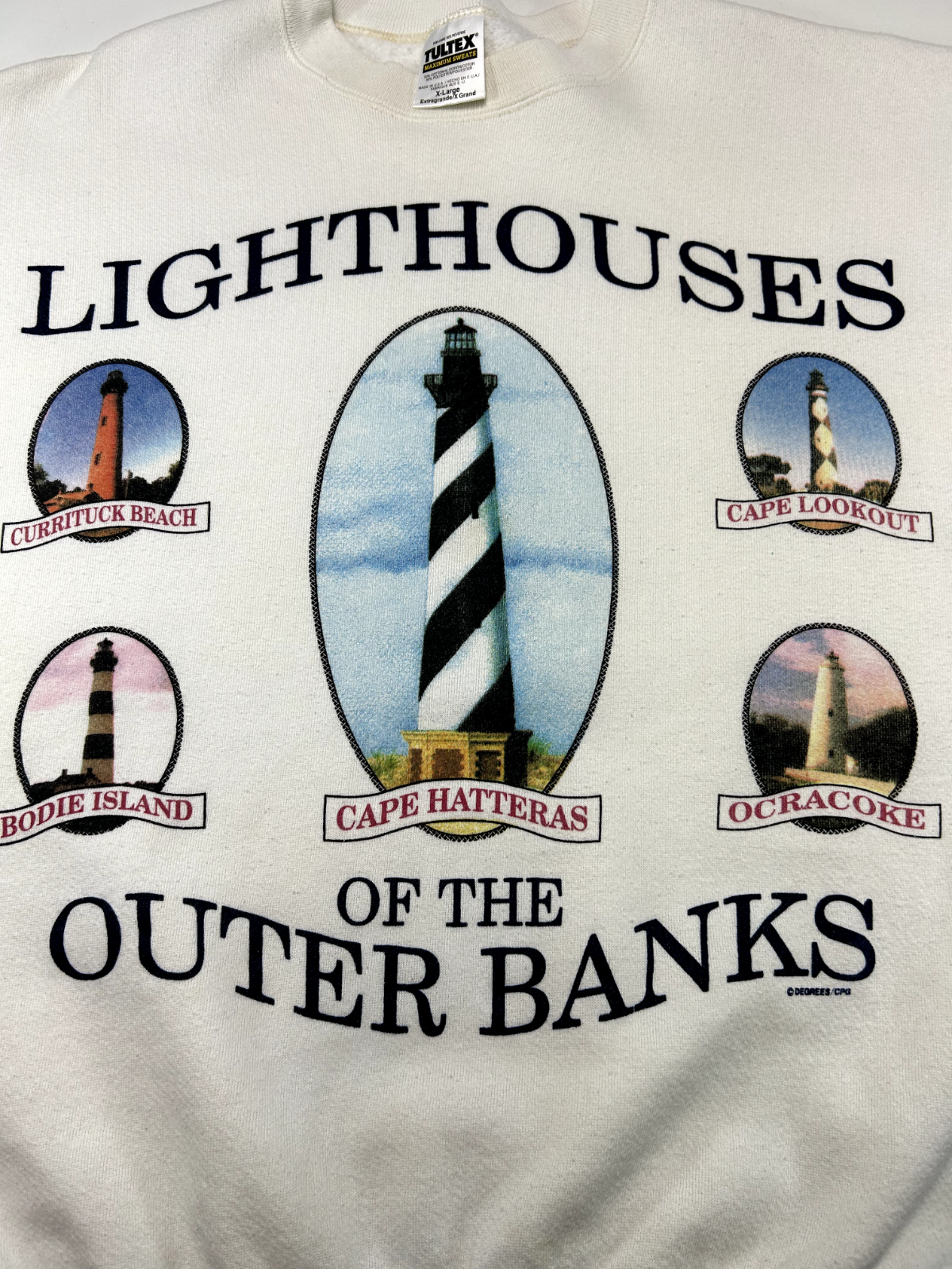 Vintage 90s Lighthouses Of The Outer Banks Destination Graphic Sweatshirt Sz XL