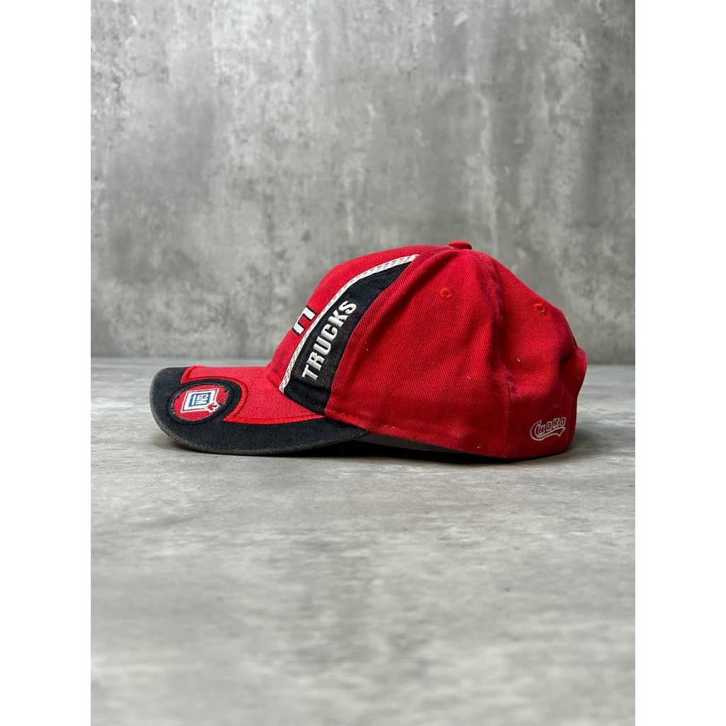 Vintage 90s GMC Embroidered Spellout Red Strapback Hat OSFA