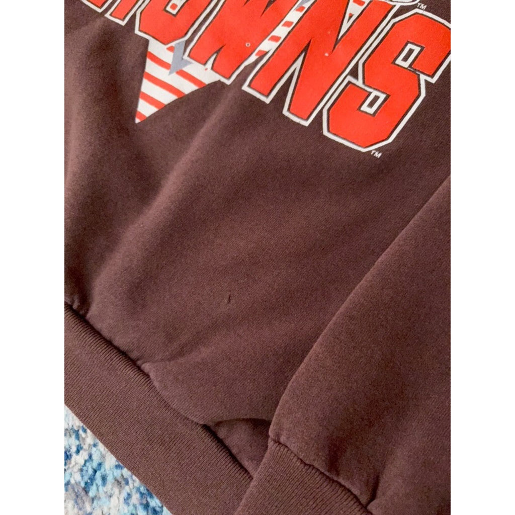 Vintage 90s Cleveland Browns NFL Helmet Graphic Spellout Sweatshirt Size XL
