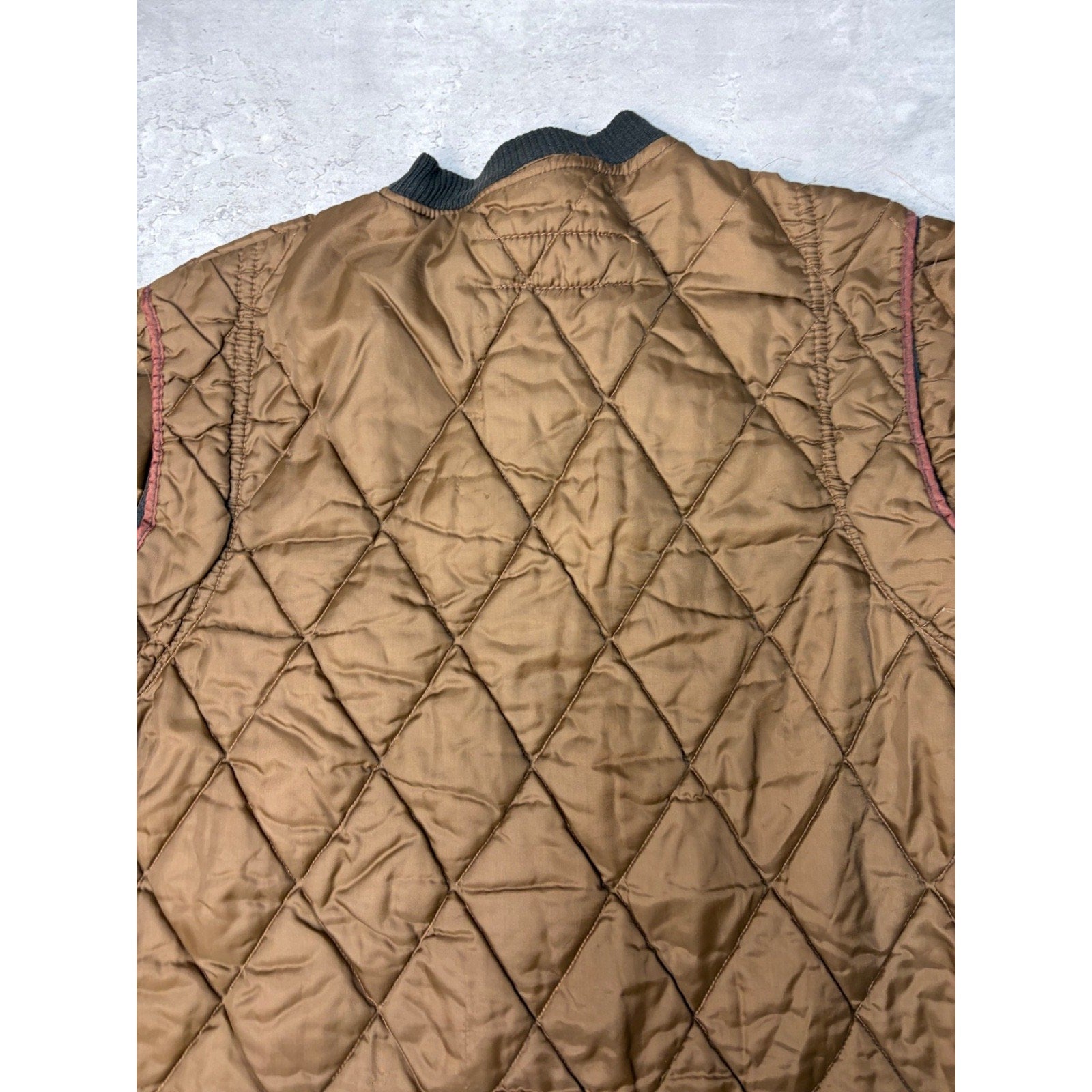 Vintage 1950s Brown Quilted Thermal Lined Full Zip Jacket Size Small