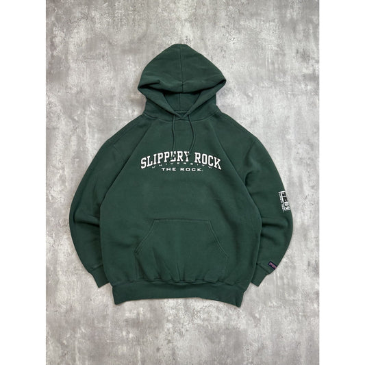 Vintage Slippery Rock University Graphic Spellout Hooded Sweatshirt Size Large