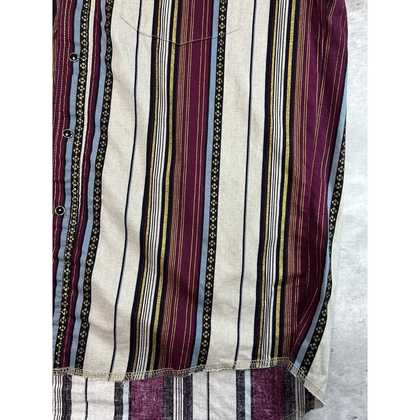 Vintage 80s Wrangler Pearl Snap Striped Long Sleeve Button Up Shirt Size XL