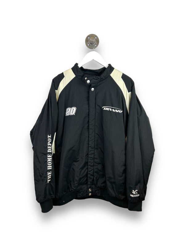 Vintage Tony Stewart #20 Home Depot Nascar Insulated Nylon Jacket Size XL Black