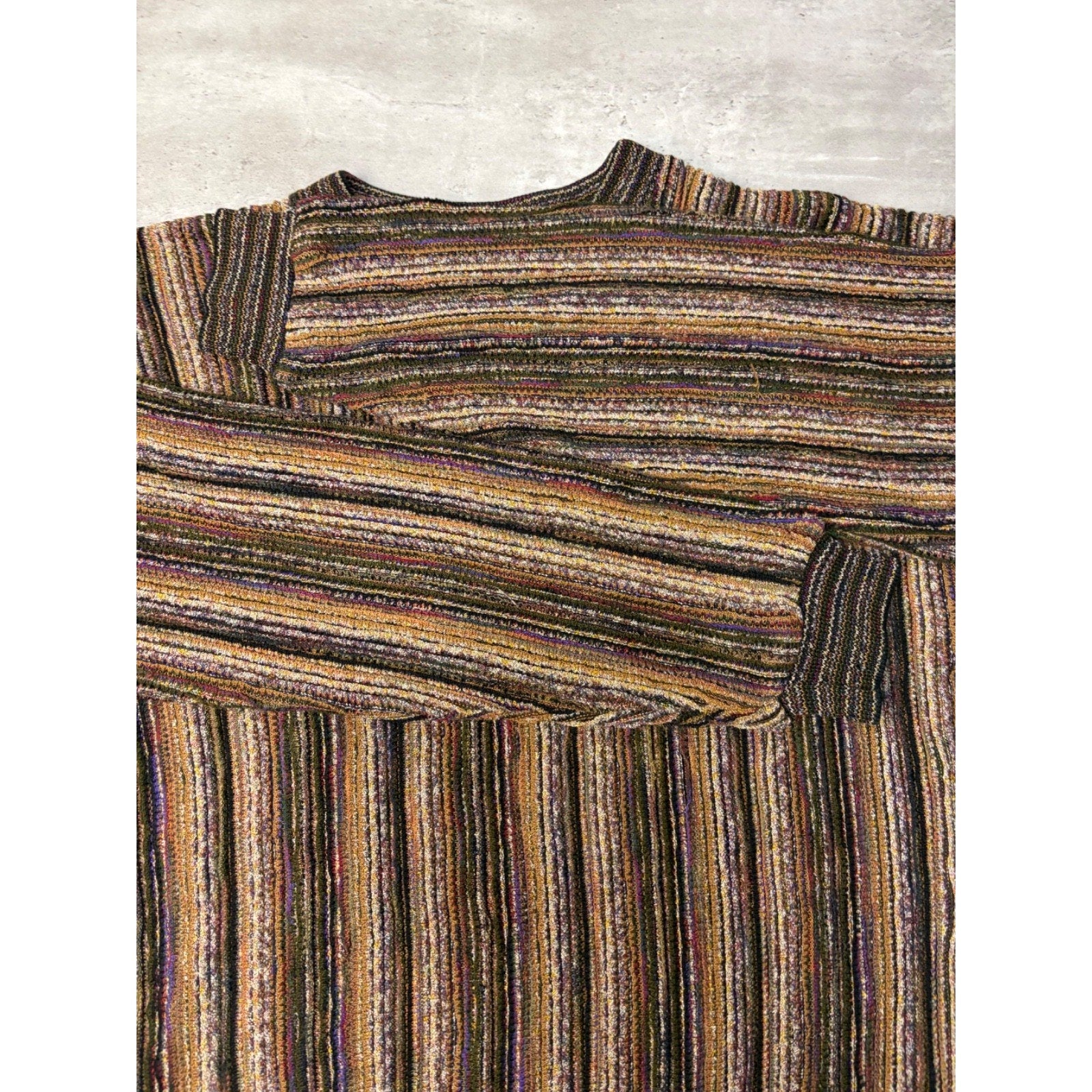 Vintage 90s Tundra 3D Knit Earth Tone Pullover Ribbed Sweater Size Large