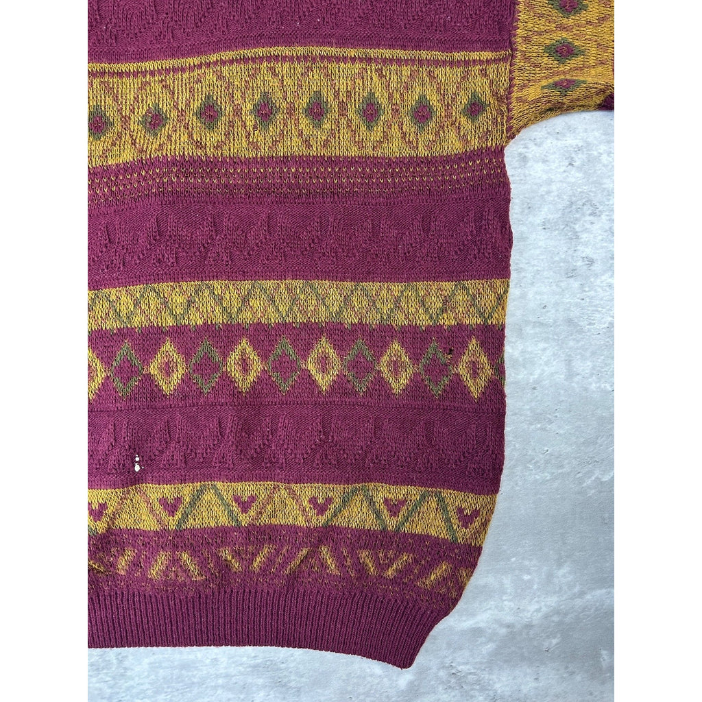 Vintage 90s Modango Geometric Striped Knit Cardigan Sweater Size XL